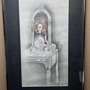 Vintage 1970's Original Surrealist Self Portrait by Joyce Kent | Graphite